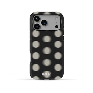 Noir Dot black phone case with oversized cream polka dots