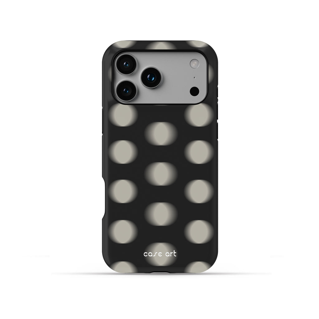 Noir Dot black phone case with oversized cream polka dots 