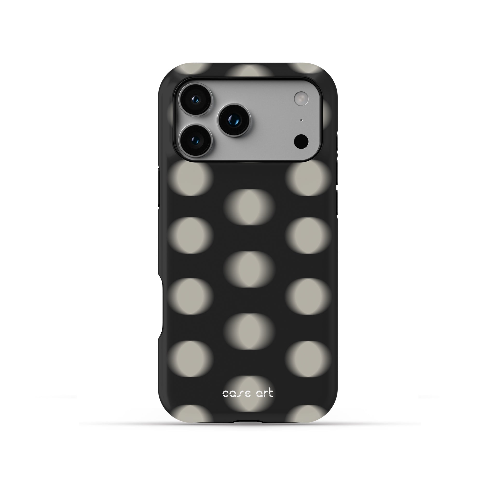 Noir Dot black phone case with oversized cream polka dots 